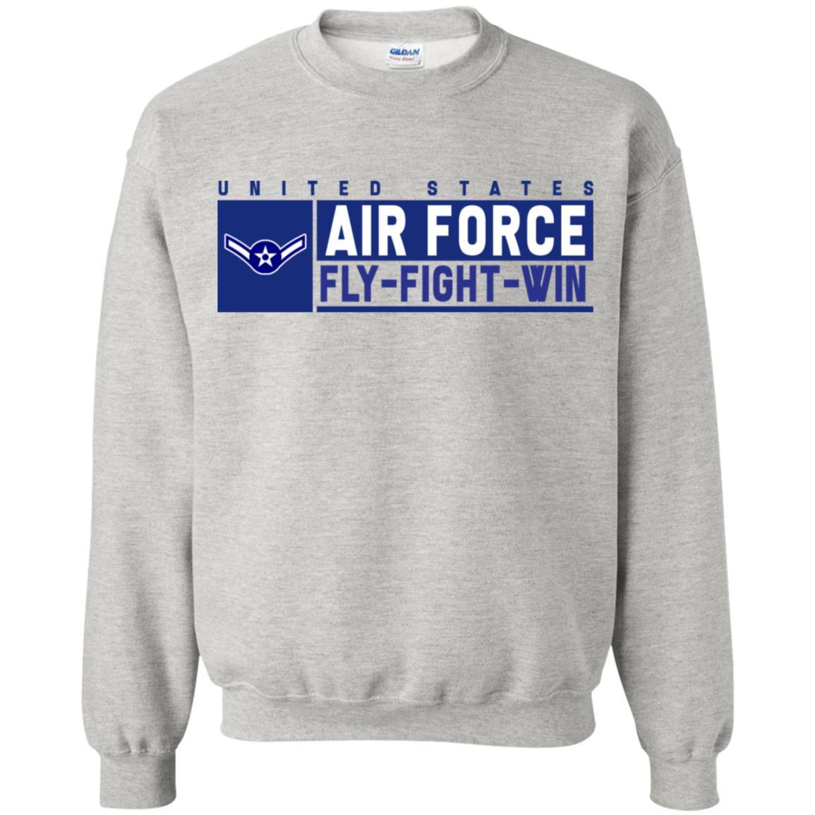 US Air Force E-2 Airman Fly - Fight - Win Long Sleeve - Pullover Hoodie-TShirt-USAF-Veterans Nation