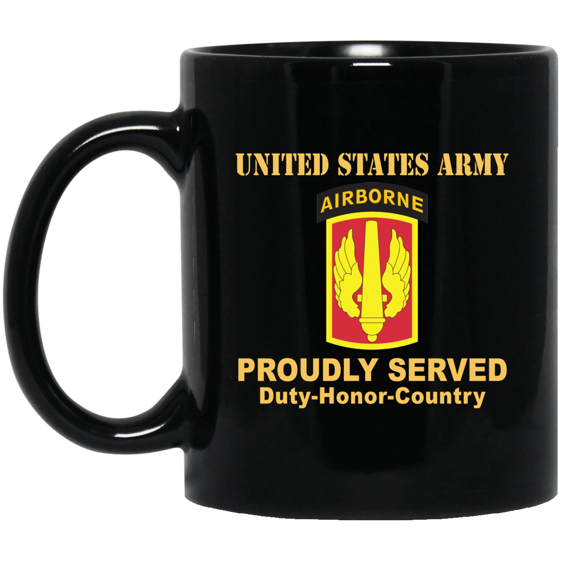 US ARMY 18TH FIELD ARTILLERY WITH AIRBORNE TAB- 11 oz - 15 oz Black Mug-Mug-Army-CSIB-Veterans Nation