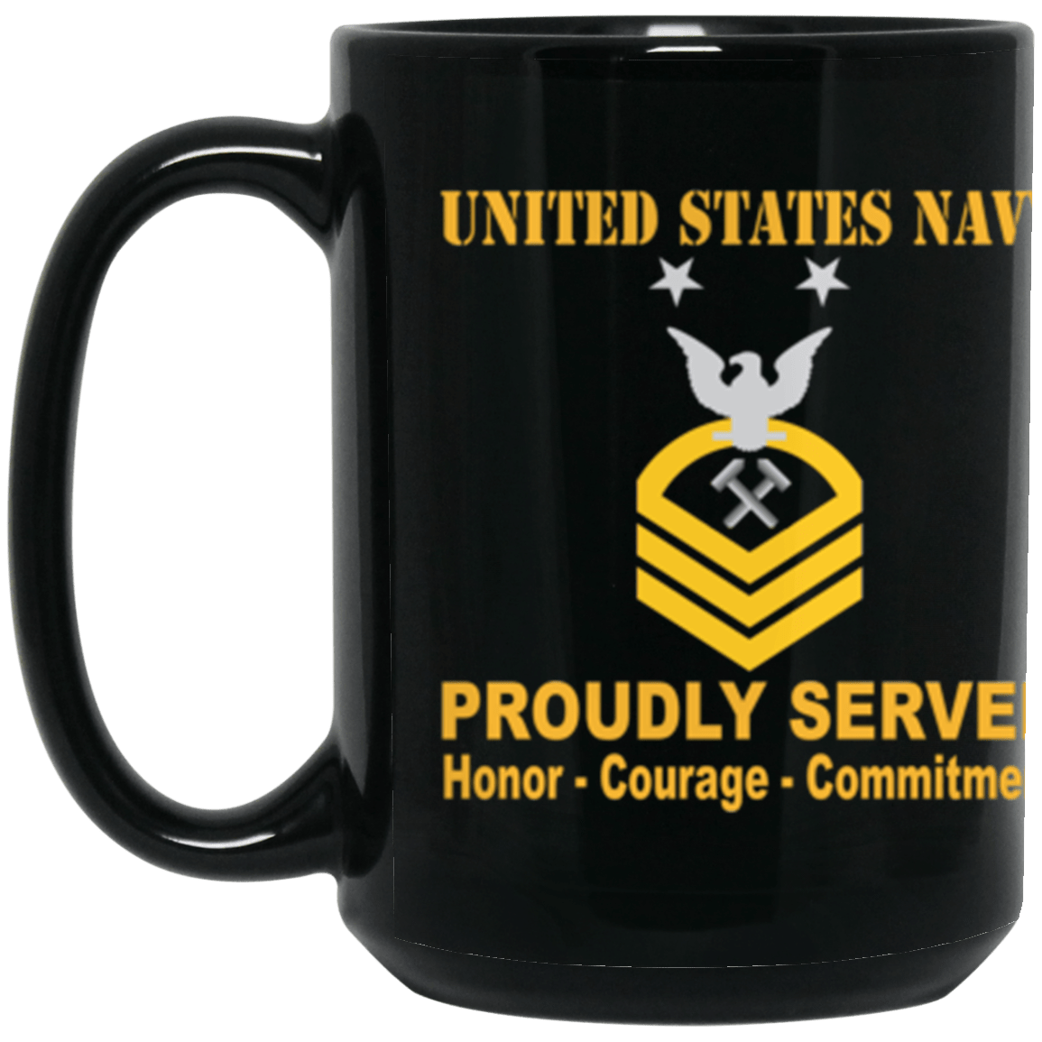 US Navy Shipfitter SF E-9 15 oz. Black Mug-Drinkware-Veterans Nation