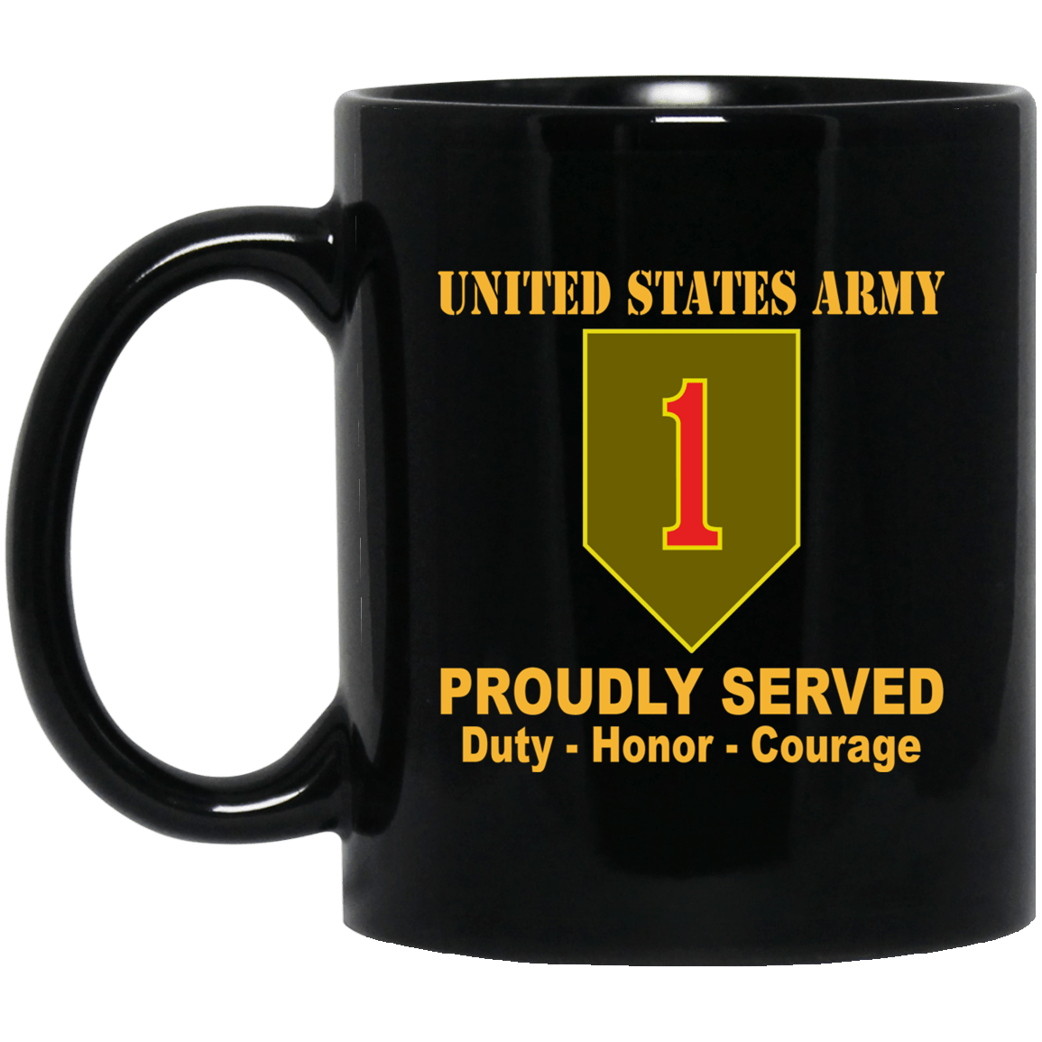 US Army 1st Infantry Big Red One 11 oz - 15 oz Black Mug-Mug-Army-CSIB-Veterans Nation