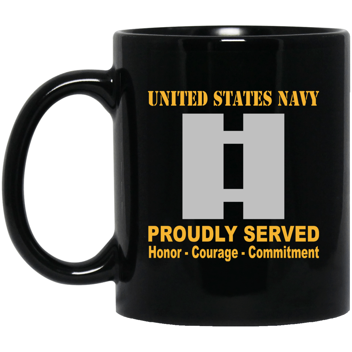 US Navy O-3 Lieutenant O3 LT Junior Officer Ranks Proudly Served Black Mug 11 oz - 15 oz-Mug-Navy-Officer-Veterans Nation