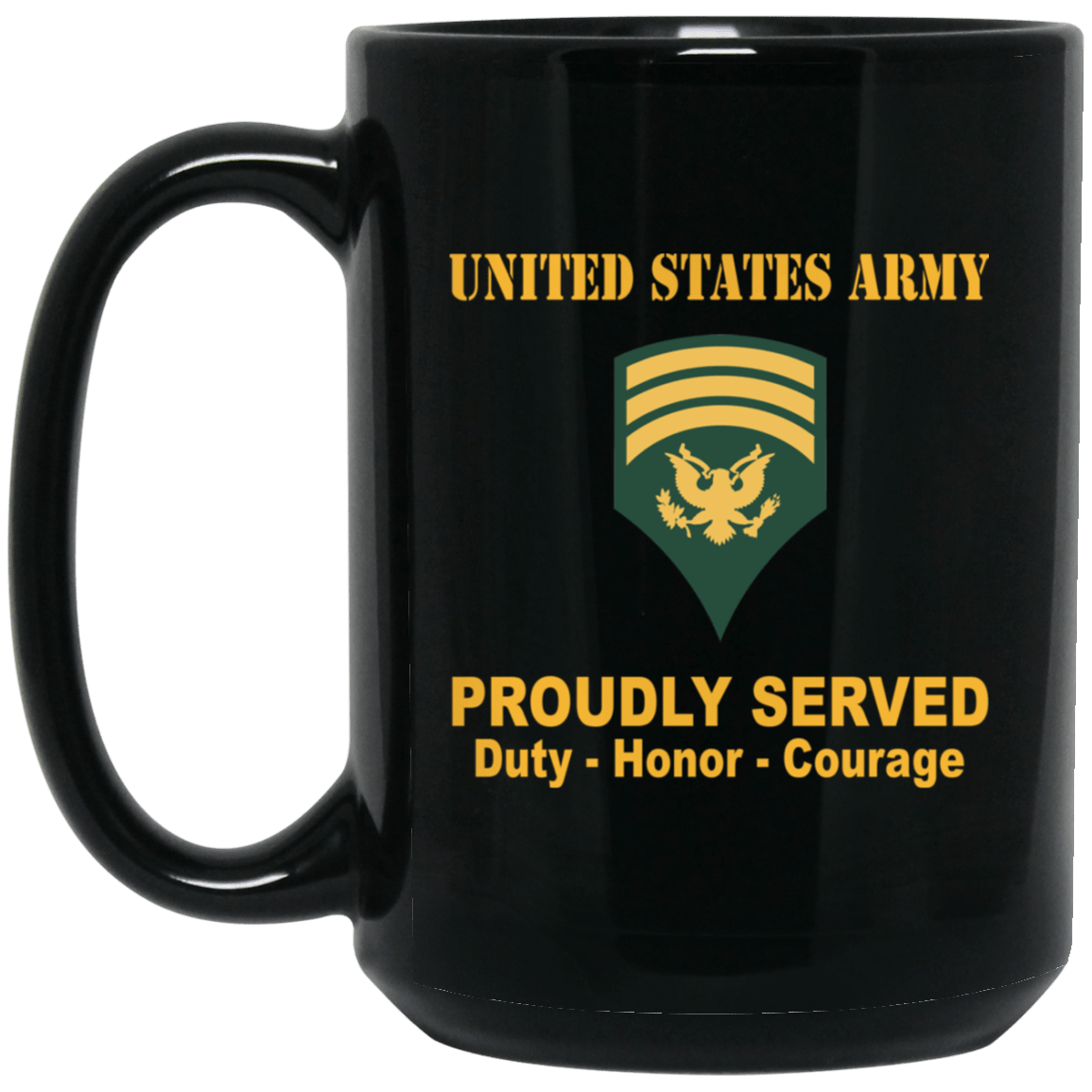 US Army E-7 SPC E7 Specialist Ranks Proudly Served Black Mug Black Mug-Mug-Army-Ranks-Veterans Nation