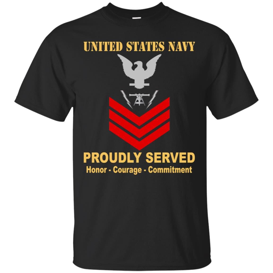 Navy Fire Controlman Navy FC E-6 Rating Badges Proudly Served T-Shirt For Men On Front-TShirt-Navy-Veterans Nation