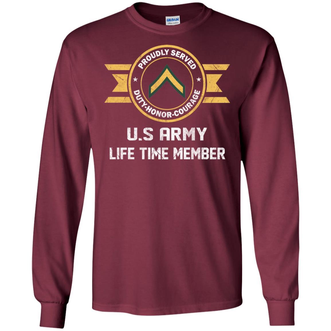 Life Time Member - Army E-2 PV2 E2 Private Second Class Ranks Men T Shirt On Front-TShirt-Army-Veterans Nation
