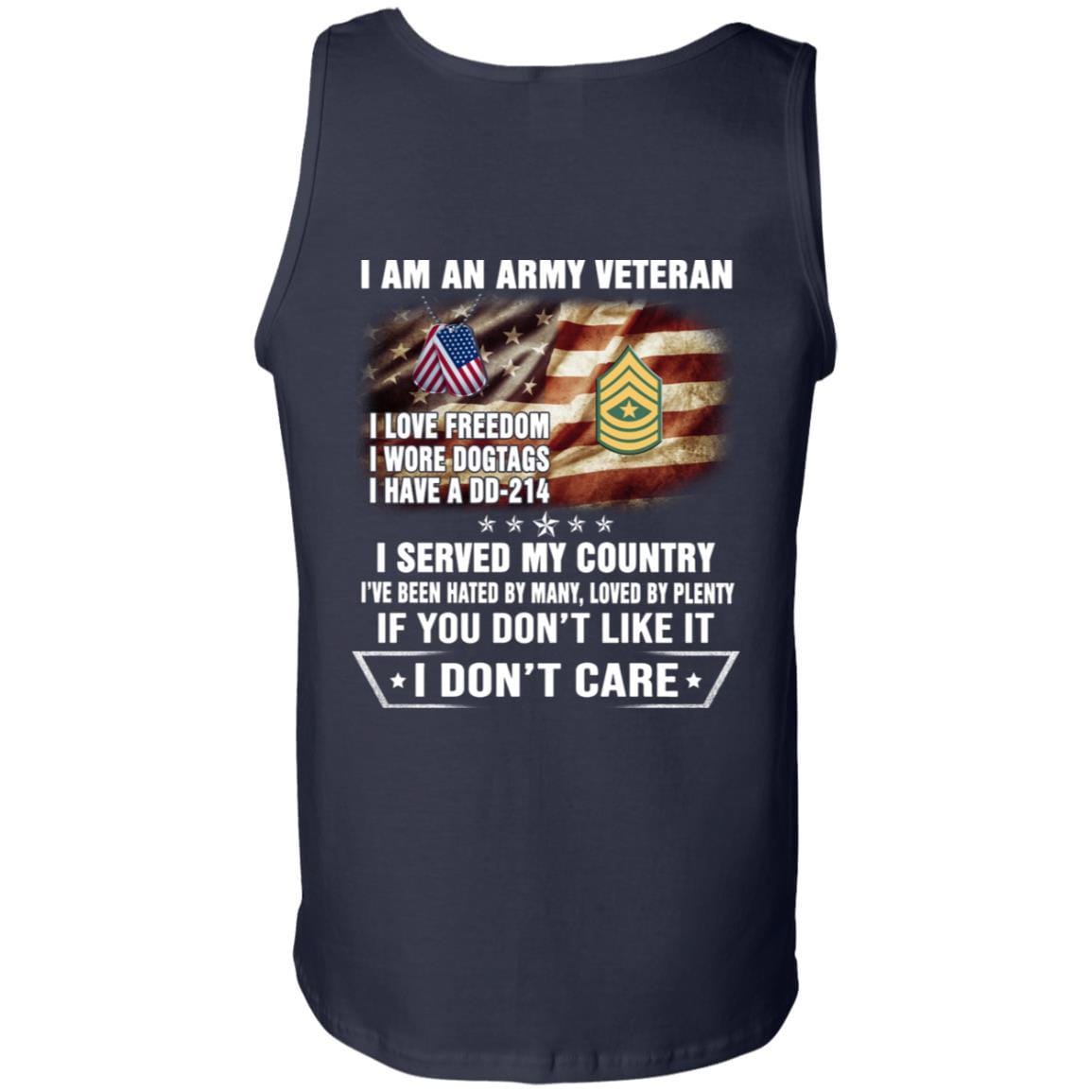 T-Shirt "I Am An Army Veteran" E-9 Sergeant Major(SGM)Rank On Back-TShirt-Army-Veterans Nation