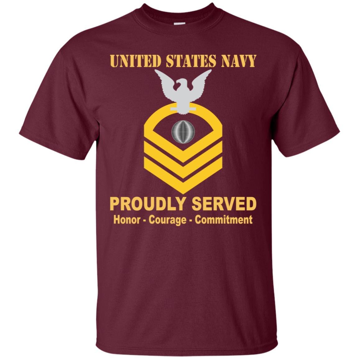 U.S Navy Electrician's mate Navy EM E-7 Rating Badges Proudly Served T-Shirt For Men On Front-TShirt-Navy-Veterans Nation