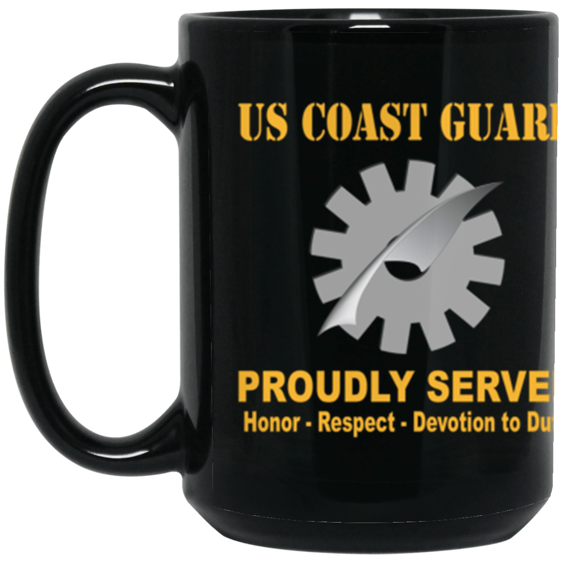 USCG Data Processing Technician DP Logo Proudly Served Core Values 15 oz. Black Mug-Drinkware-Veterans Nation