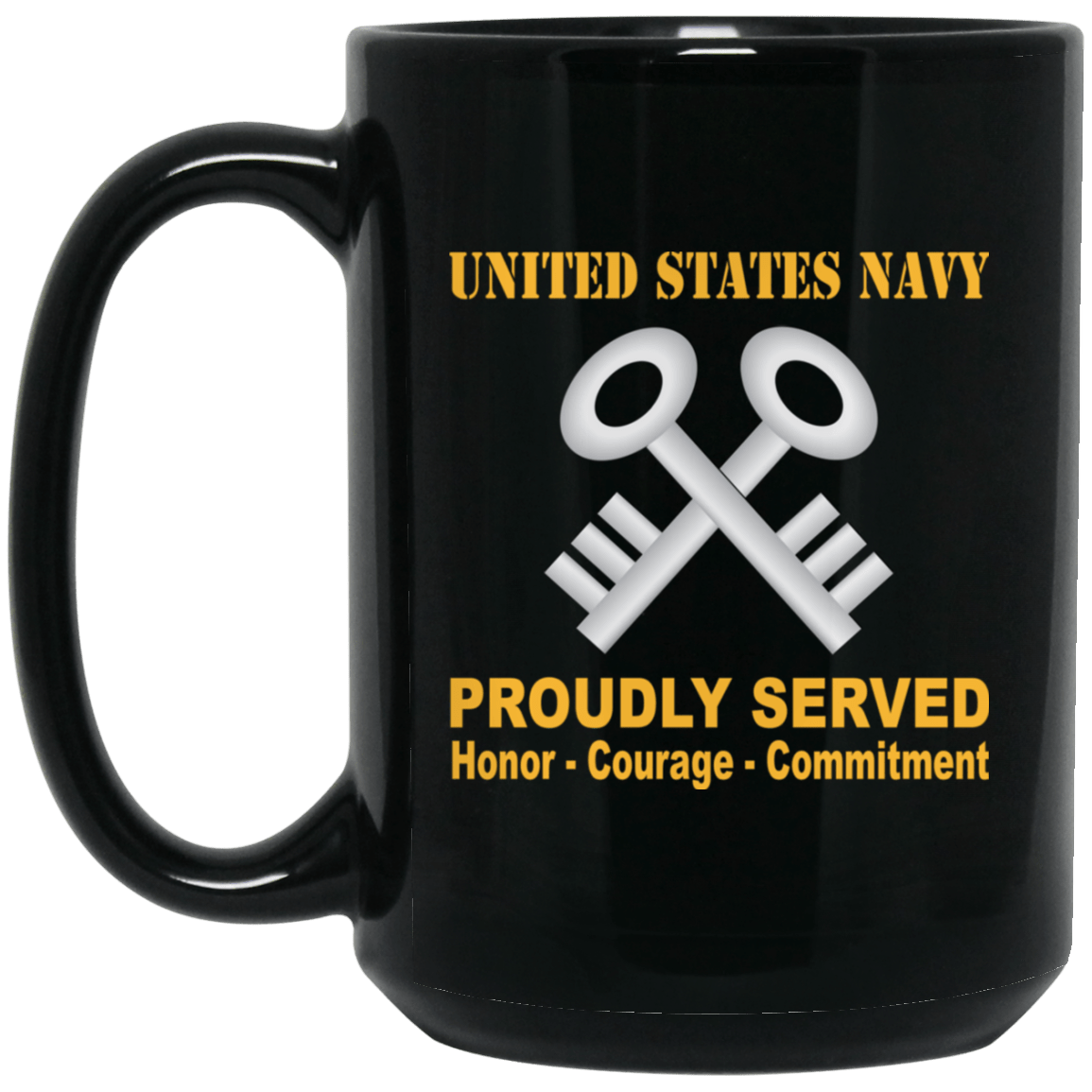 Navy Storekeeper Navy SK Proudly Served Black Mug 11 oz - 15 oz-Mug-Navy-Rate-Veterans Nation