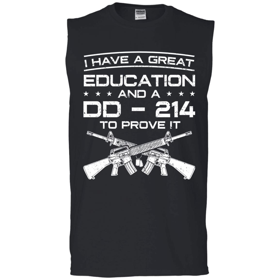 Military T-Shirt "I Have A Great Education And A DD 214 To Prove It - Men" Front-TShirt-General-Veterans Nation