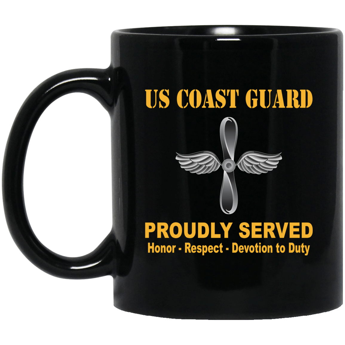 US Coast Guard Aviation Maintenance Technician AMT Logo Proudly Served Black Mug 11 oz - 15 oz-Mug-USCG-Rate-Veterans Nation
