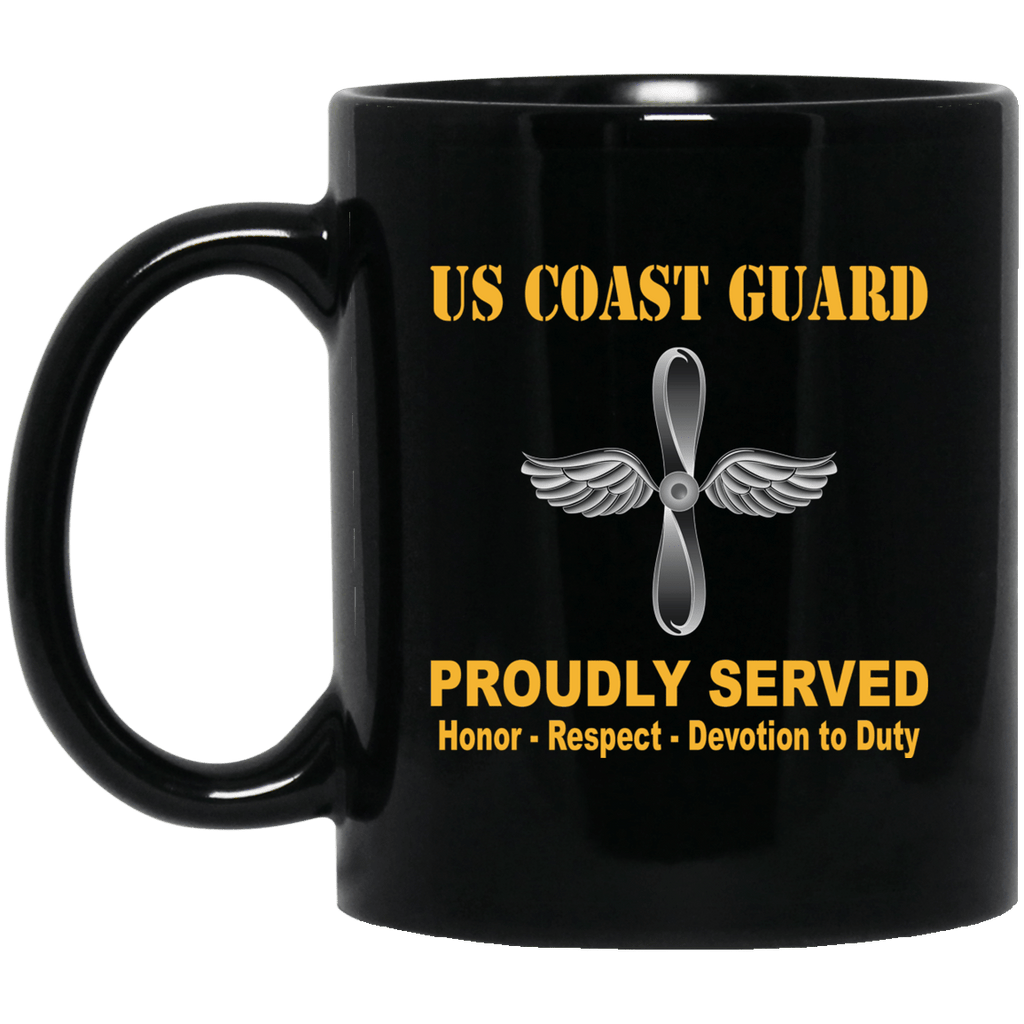 US Coast Guard Aviation Maintenance Technician AMT Logo Proudly Served Black Mug 11 oz - 15 oz-Mug-USCG-Rate-Veterans Nation