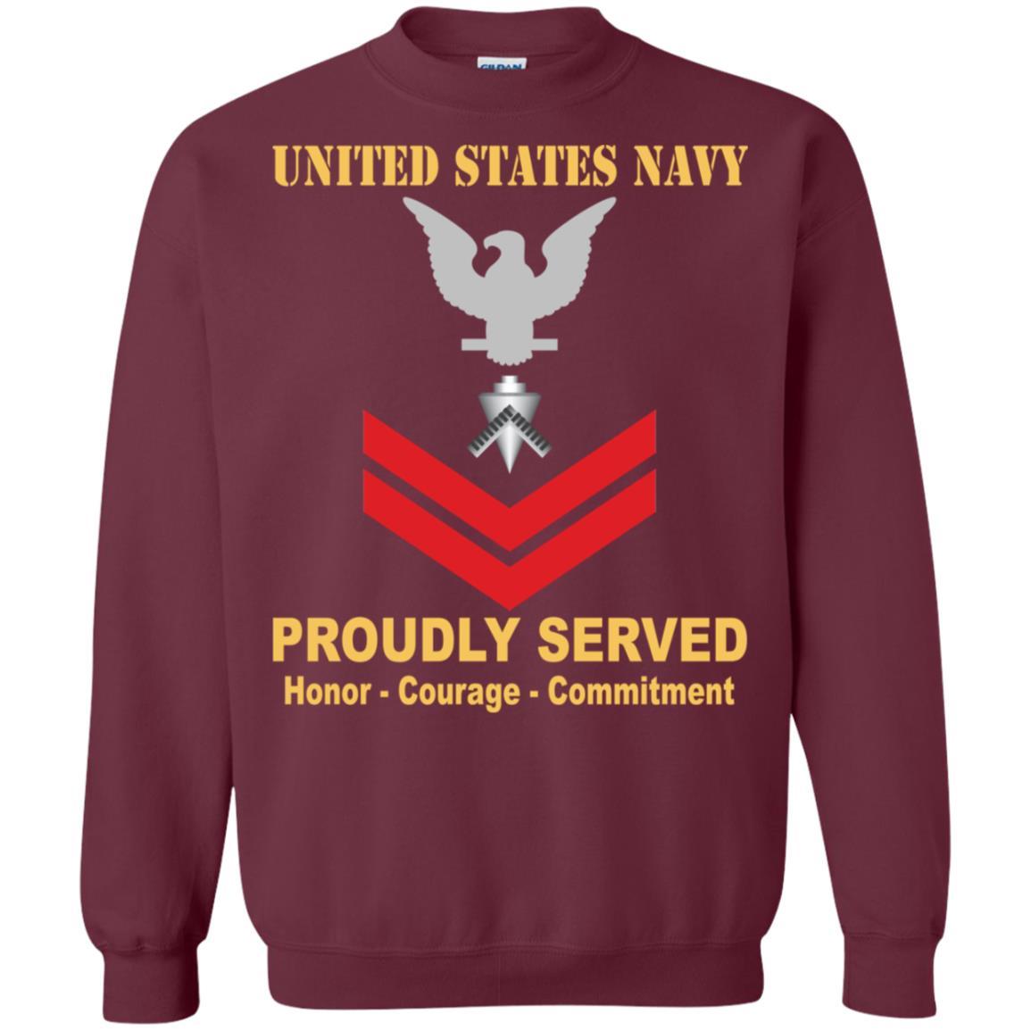 U.S Navy Builder Navy BU E-5 Rating Badges Proudly Served T-Shirt For Men On Front-TShirt-Navy-Veterans Nation