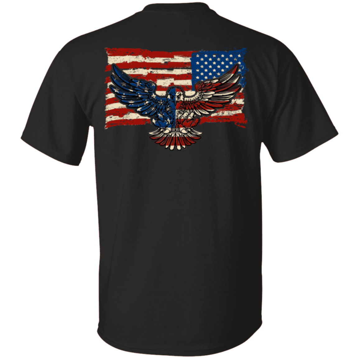 Military T-Shirt "Independence 4 of July Veteran Eagle Flag" Men Back-TShirt-General-Veterans Nation