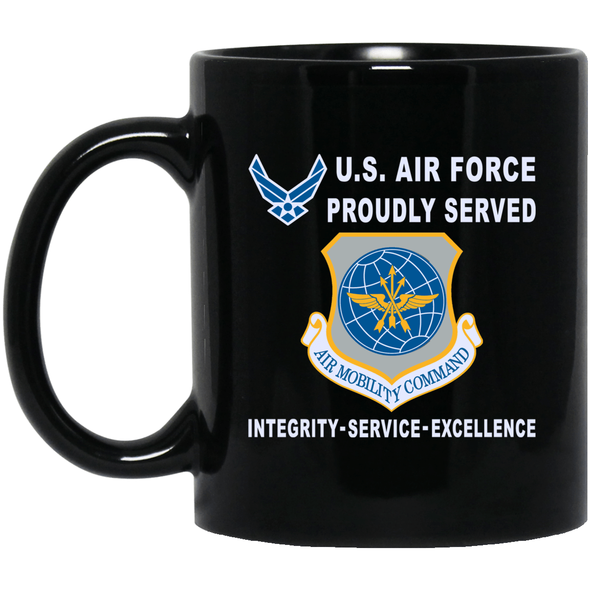 US Air Force Air Mobility Command Proudly Served-D04 11 oz - 15 oz Black Mug-Mug-USAF-Shield-Veterans Nation
