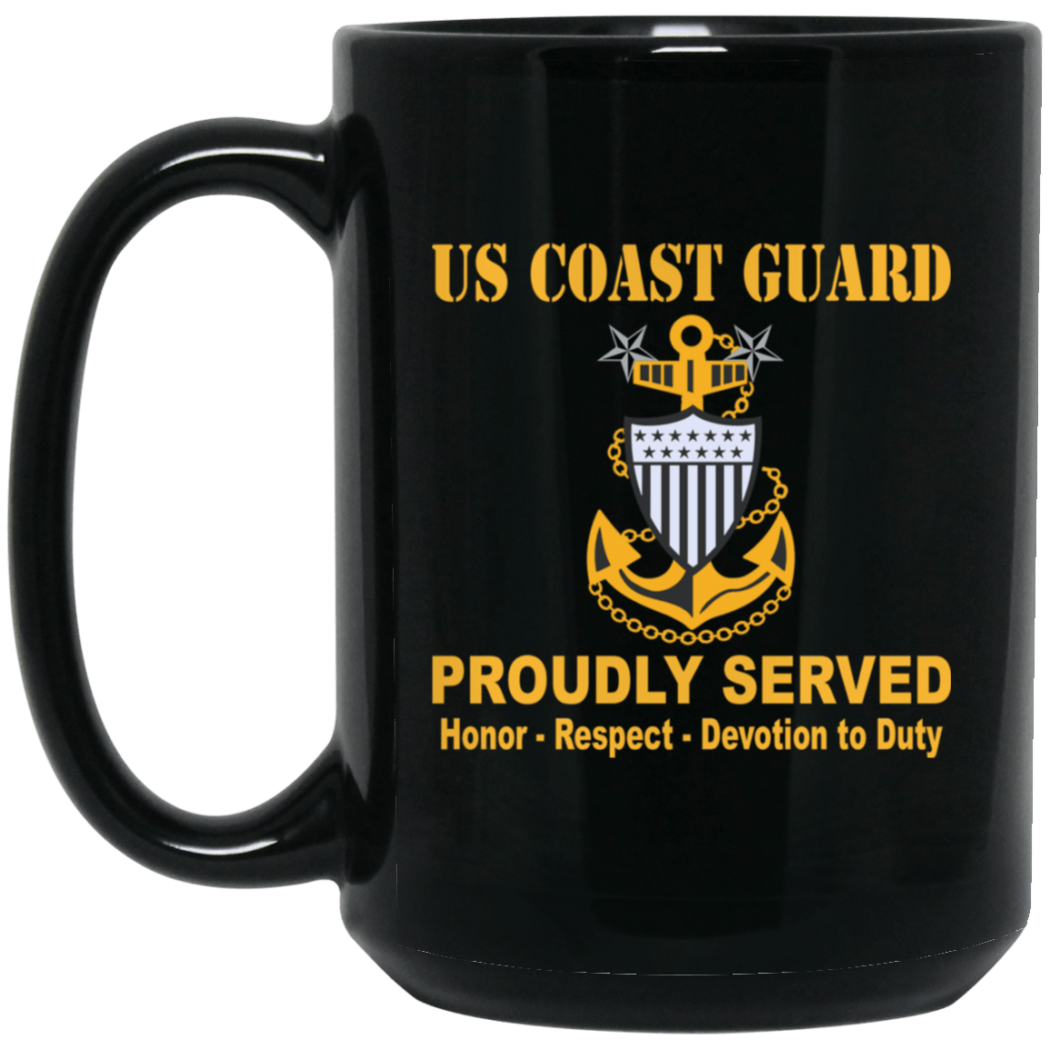 US Coast Guard E-9 Collar Device 11 oz - 15 oz Black Mug-Mug-USCG-Collar-Veterans Nation