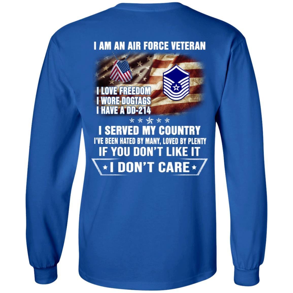 I Am An Air Force E-8 Old Style Rank Veteran T-Shirt On Back-TShirt-USAF-Veterans Nation