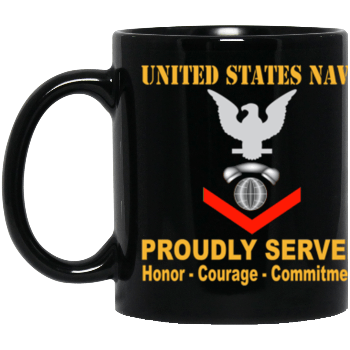 US Navy Interior Communications Electrician Navy IC E-4 11 oz. Black Mug-Drinkware-Veterans Nation