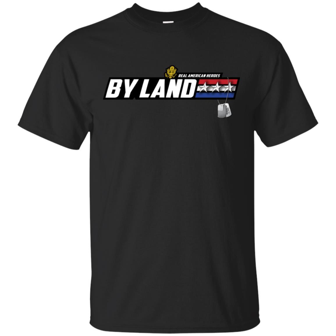 US Army T-Shirt "Real American Heroes By Land" O-9 Lieutenant General(LTG) On Front-TShirt-Army-Veterans Nation