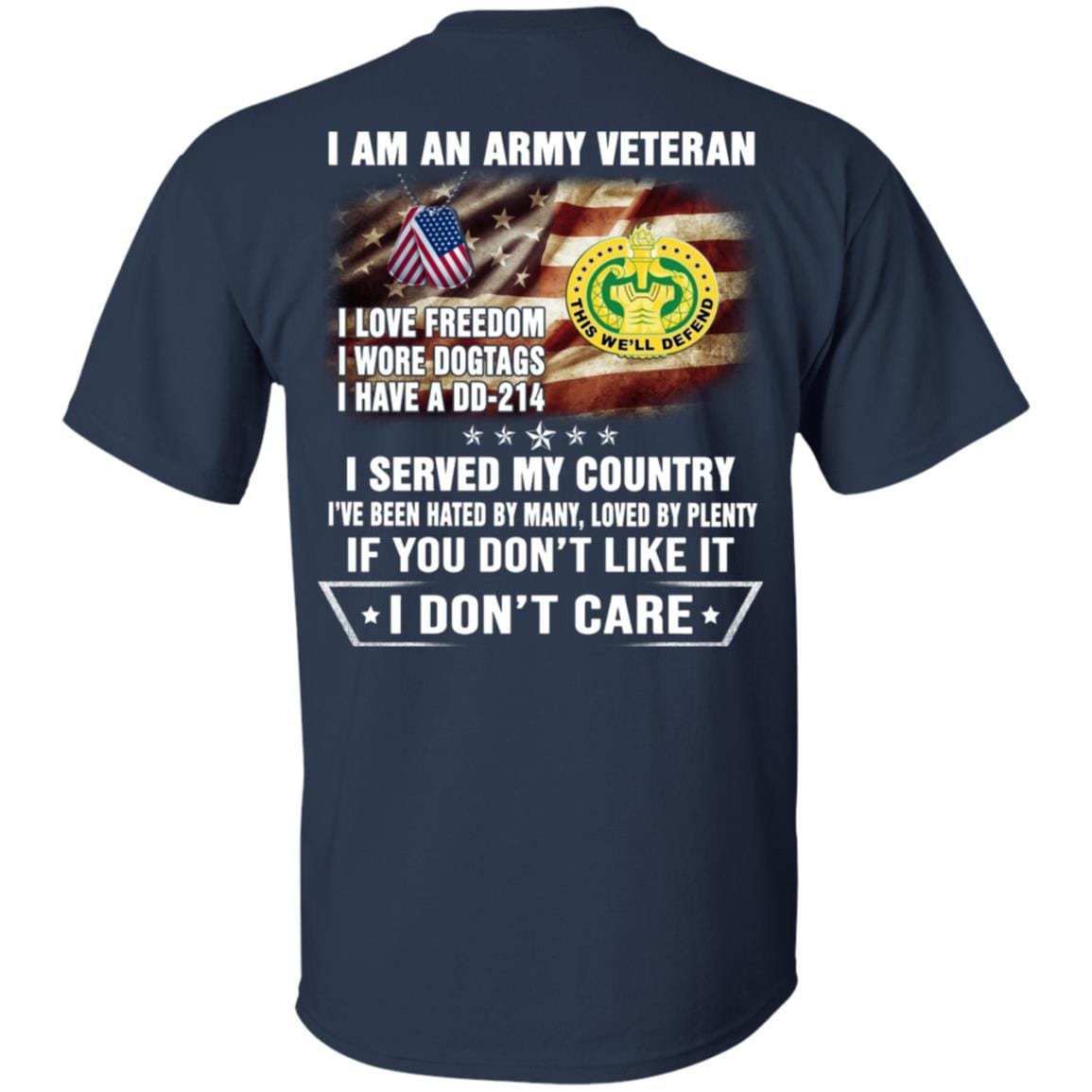 T-Shirt "I Am An Army Drill Sergeant Veteran" On Back-TShirt-Army-Veterans Nation