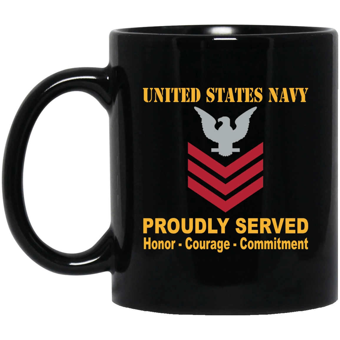 US Navy E-6 Petty Officer First Class E6 PO1 Collar Device Black Mug 11 oz - 15 oz-Mug-Navy-Collar-Veterans Nation