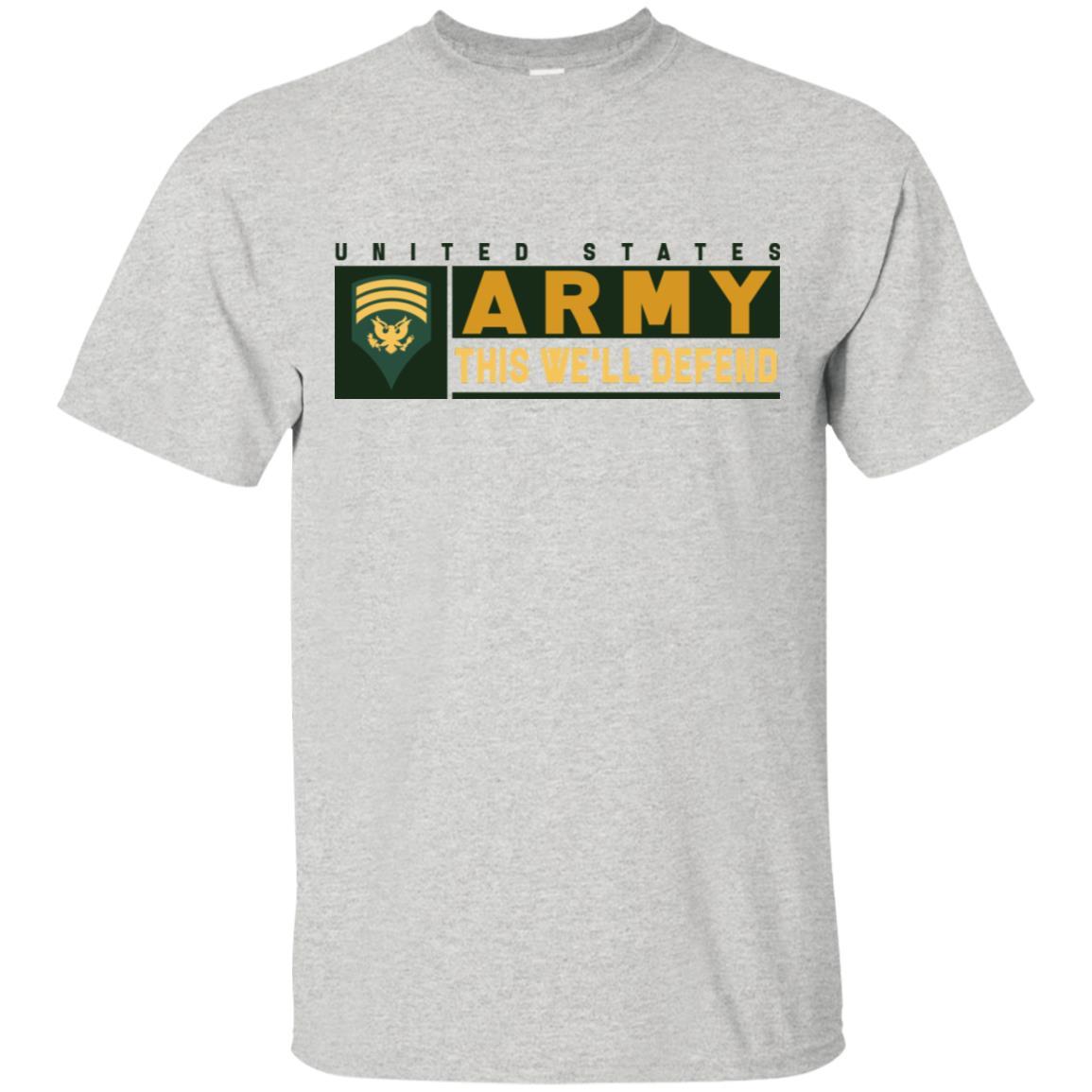 US Army E-7 SPC This We Will Defend T-Shirt On Front For Men-TShirt-Army-Veterans Nation
