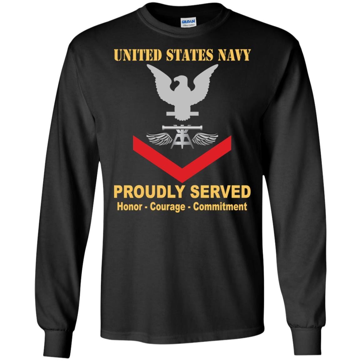 Navy Aviation Fire Control Tech Navy AQ E-4 Rating Badges Proudly Served T-Shirt For Men On Front-TShirt-Navy-Veterans Nation