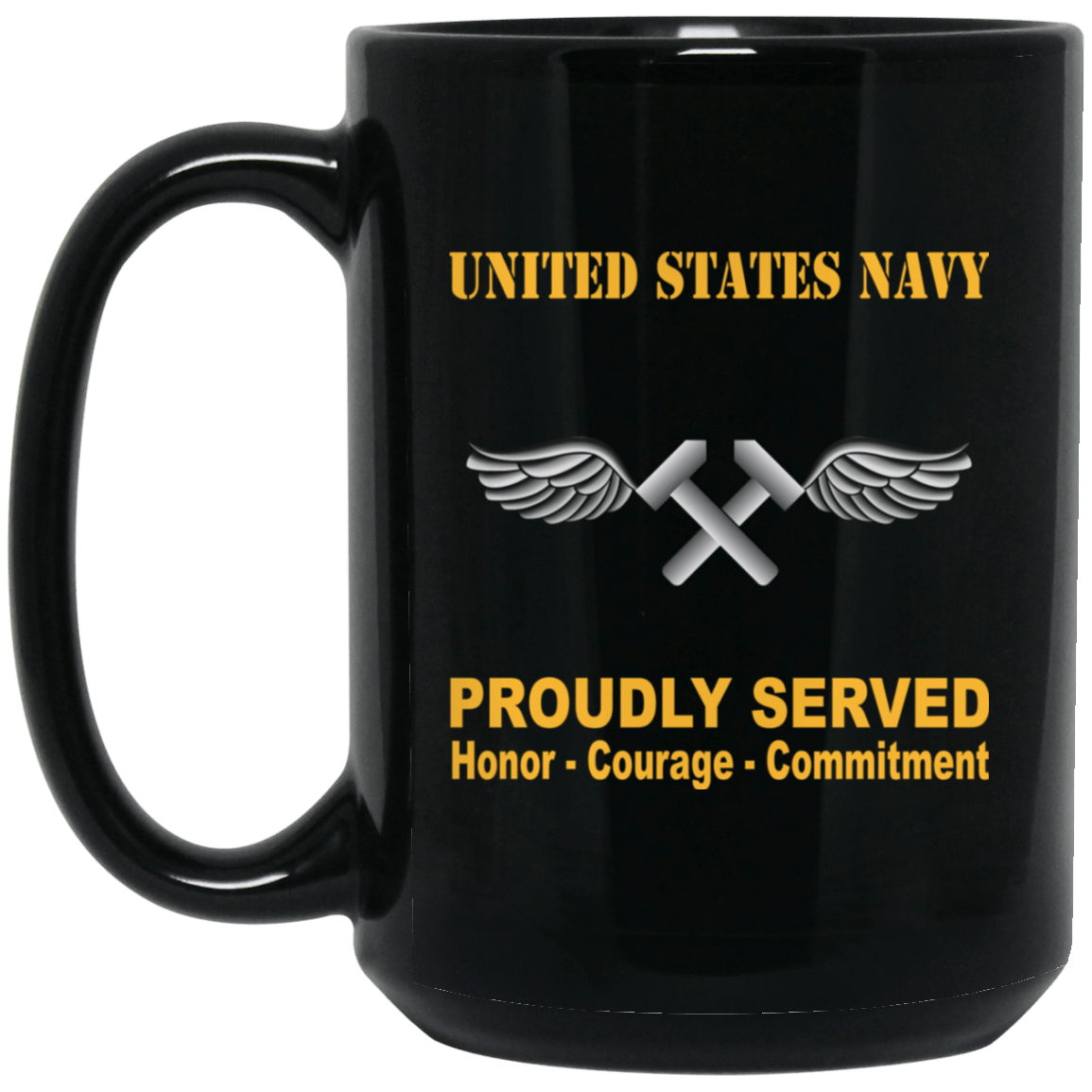 Navy Aviation Structural Mechanic Navy AM Proudly Served Black Mug 11 oz - 15 oz-Mug-Navy-Rate-Veterans Nation