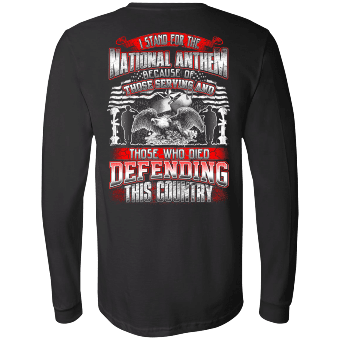 Military T-Shirt "Veteran - Stand For The National Anthem Who Defending Country"-TShirt-General-Veterans Nation