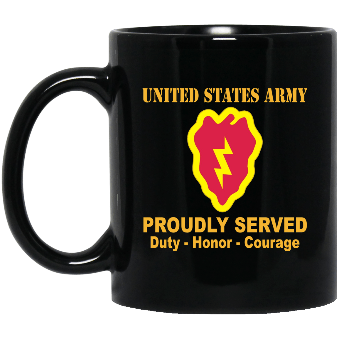U.S. Army 25th Infantry Division 11 oz - 15 oz Black Mug-Mug-Army-CSIB-Veterans Nation