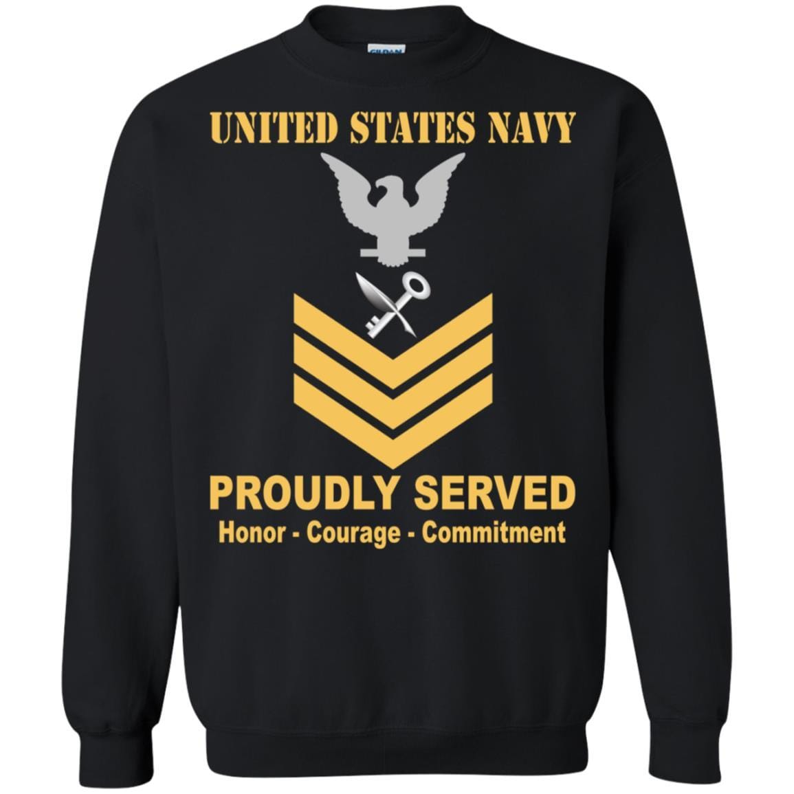 Navy Ship's Serviceman Navy SH E-6 Rating Badges Proudly Served T-Shirt For Men On Front-TShirt-Navy-Veterans Nation