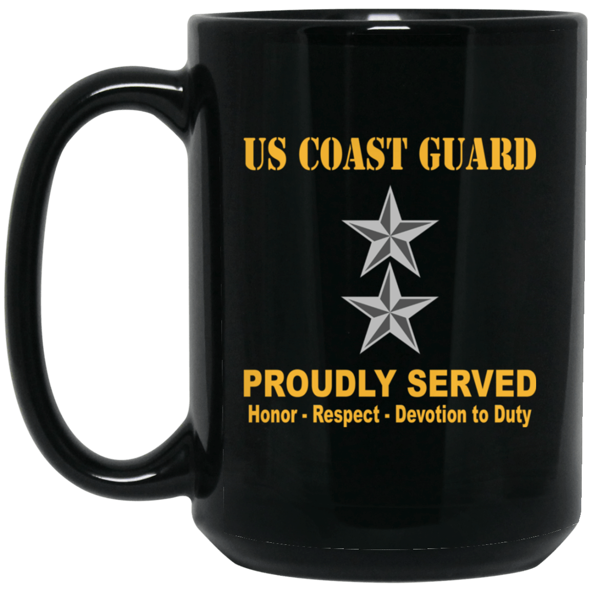 US Coast Guard O-8 Rear Admiral O8 RADM Flag Officer Ranks Proudly Served Black Mug 11 oz - 15 oz-Mug-USCG-Officer-Veterans Nation