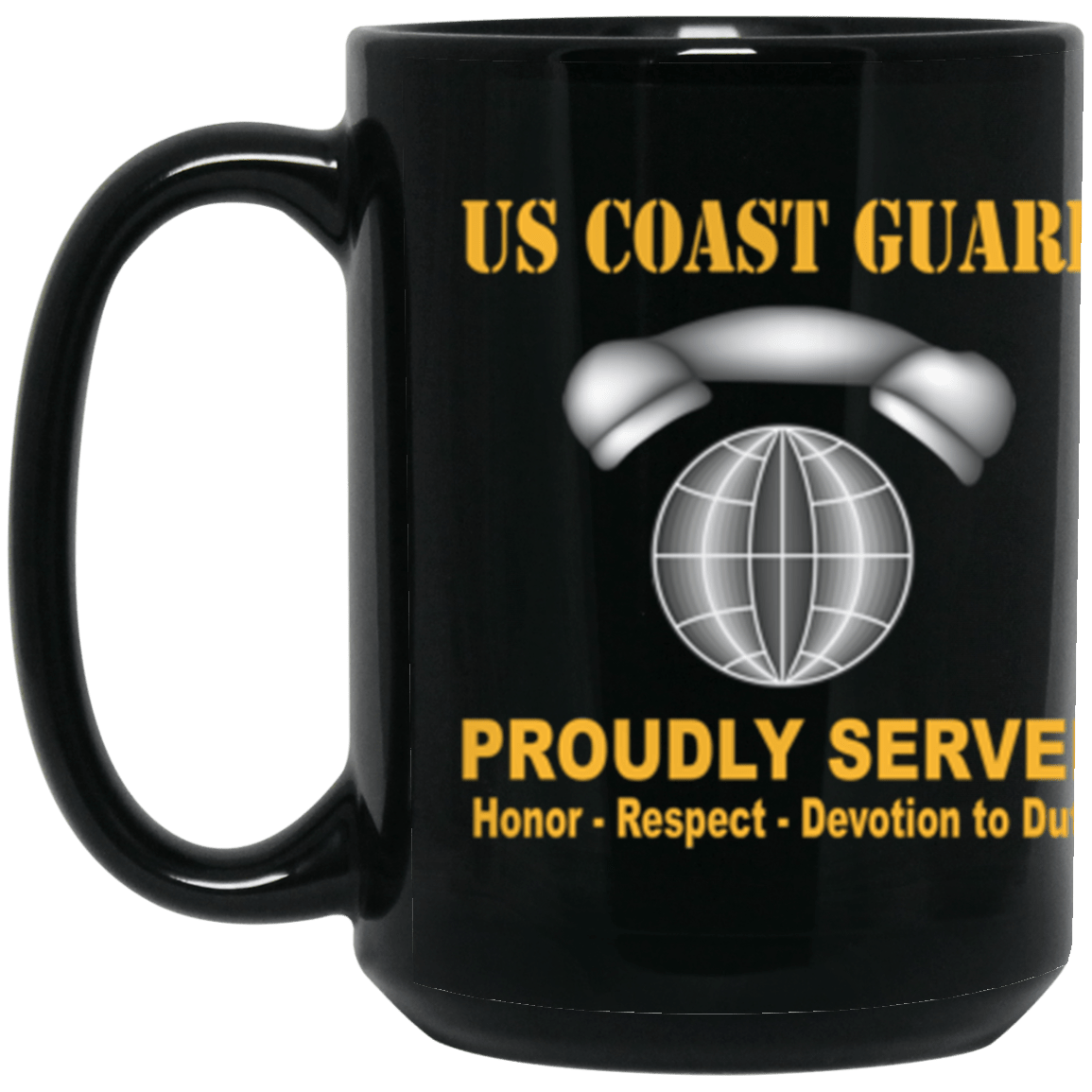 USCG Information Systems Technician IT Logo Proudly Served Core Values 15 oz. Black Mug-Drinkware-Veterans Nation