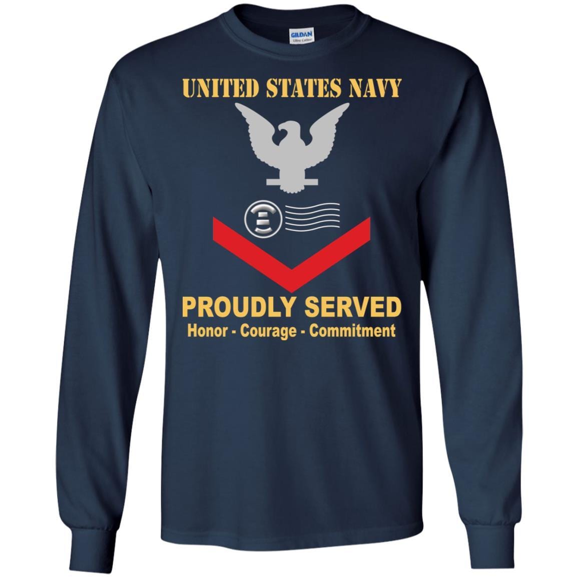 Navy Postal Clerk Navy PC E-4 Rating Badges Proudly Served T-Shirt For Men On Front-TShirt-Navy-Veterans Nation