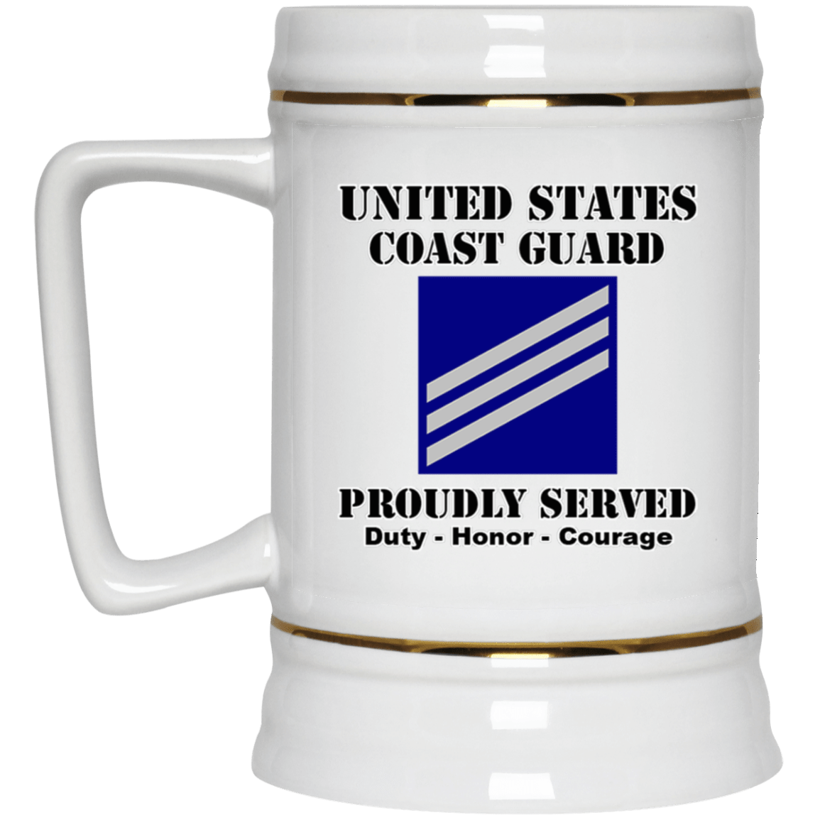 US Coast Guard E-3 Seaman E3 SN Seaman Ranks White Coffee Mug - Stainless Travel Mug-Mug-USCG-Collar-Veterans Nation