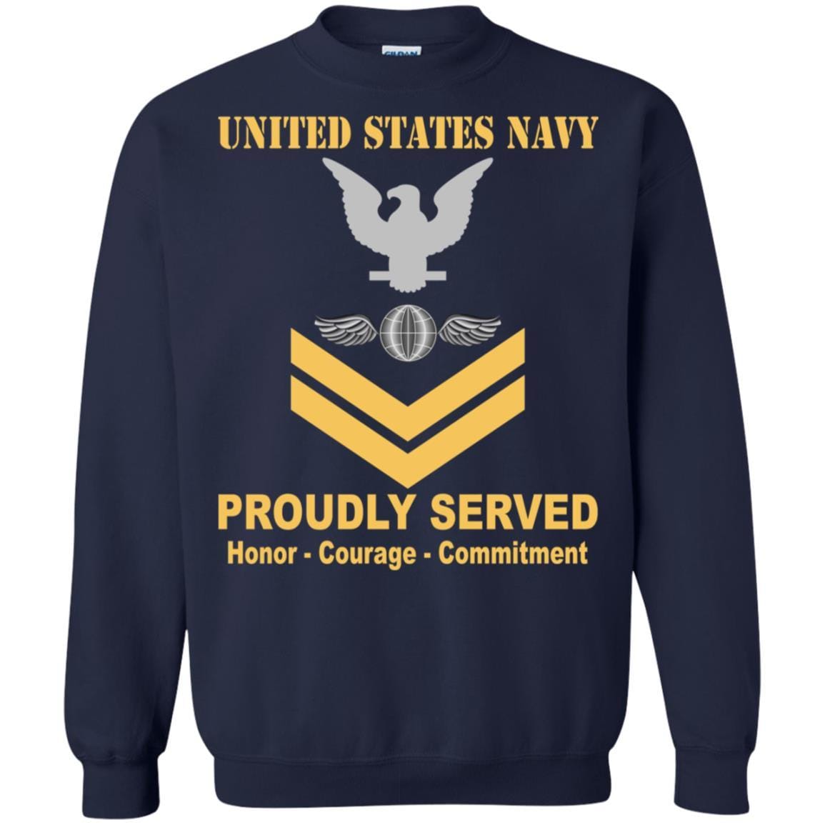 Navy Aviation Electricians Mate Navy AE E-5 Rating Badges Proudly Served T-Shirt For Men On Front-TShirt-Navy-Veterans Nation