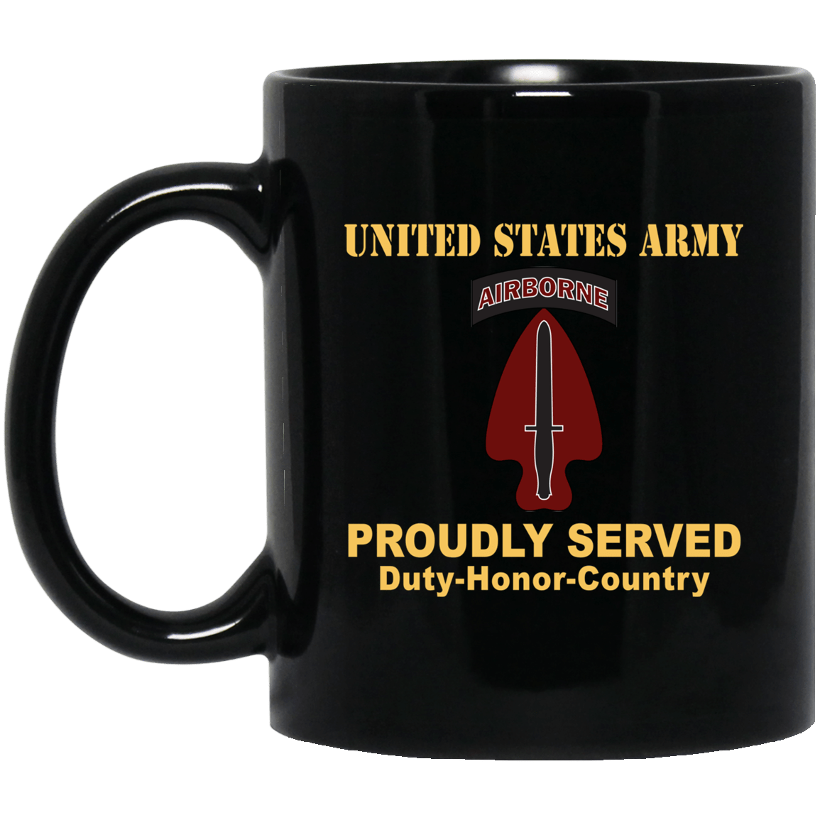U.S. ARMY SPECIAL OPERATIONS COMMAND- 11 oz - 15 oz Black Mug-Mug-Army-CSIB-Veterans Nation