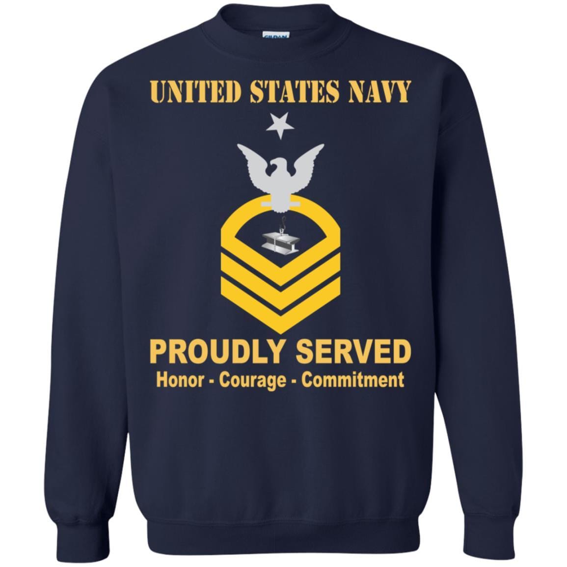 Navy Steelworker Navy SW E-8 Rating Badges Proudly Served T-Shirt For Men On Front-TShirt-Navy-Veterans Nation