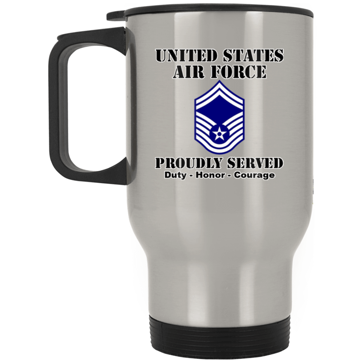 US Air Force E-8 Senior Master Sergeant SMSgt E8 Noncommissioned Officer Ranks White Coffee Mug - Stainless Travel Mug-Mug-USAF-Ranks-Veterans Nation