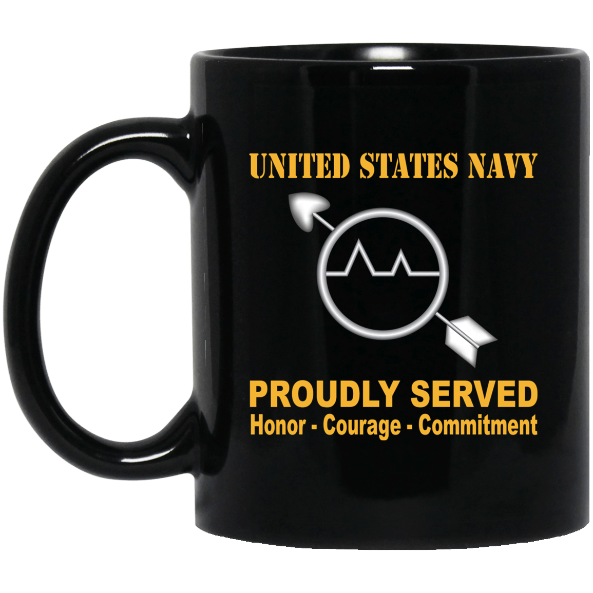 U.S Navy Operations specialist Navy OS Proudly Served Black Mug 11 oz - 15 oz-Mug-Navy-Rate-Veterans Nation