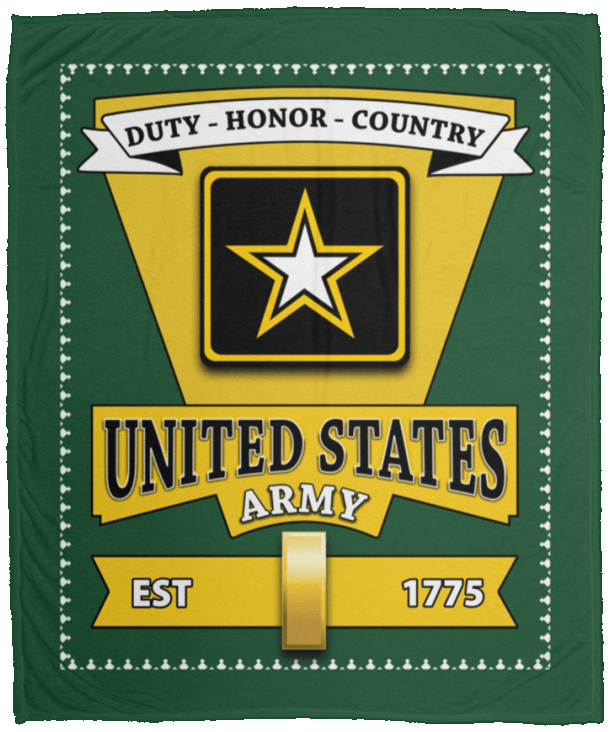 US Army O-1 Second Lieutenant O1 2LT Commissioned Officer Blanket Cozy Plush Fleece Blanket - 50x60-Blankets-Army-Ranks-Veterans Nation
