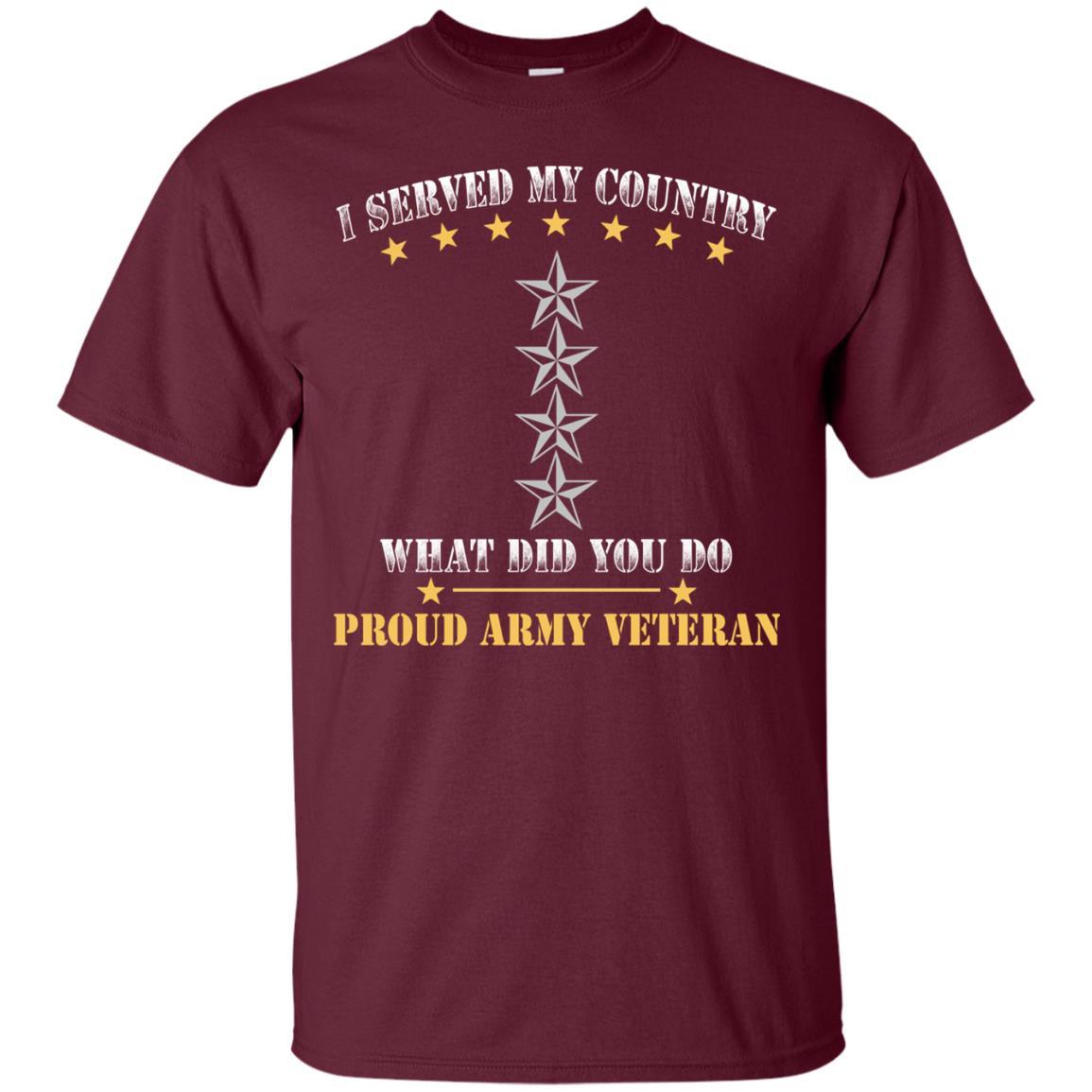 US Army O-10 General O10 GEN General Officer Ranks Men Front T Shirt - Proud US Army Veteran-TShirt-Army-Veterans Nation