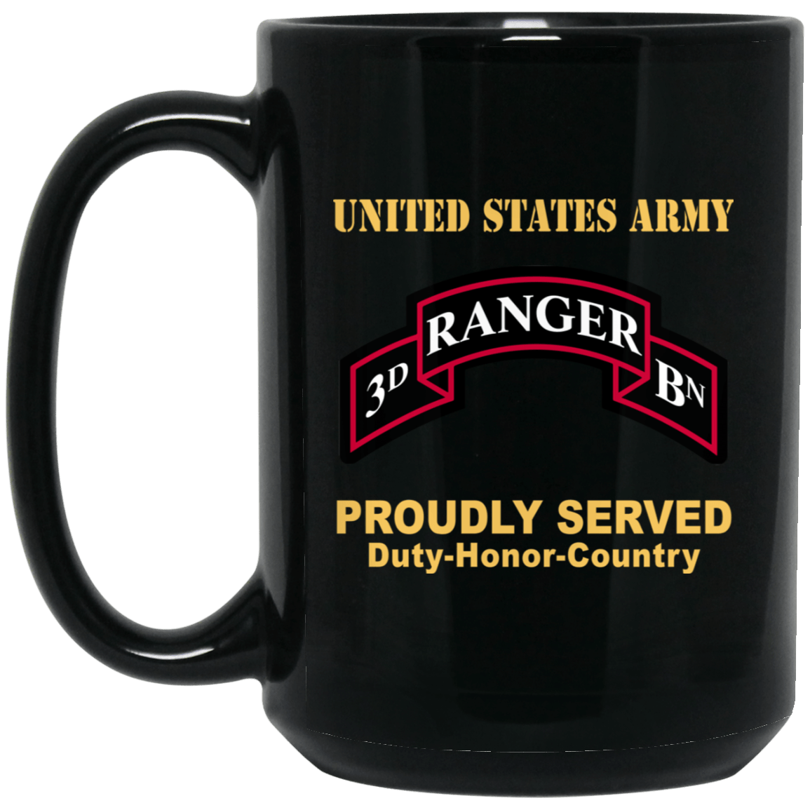 US ARMY 75TH RANGER REGIMENT 3ND BATTALION - 11 oz - 15 oz Black Mug-Mug-Army-CSIB-Veterans Nation