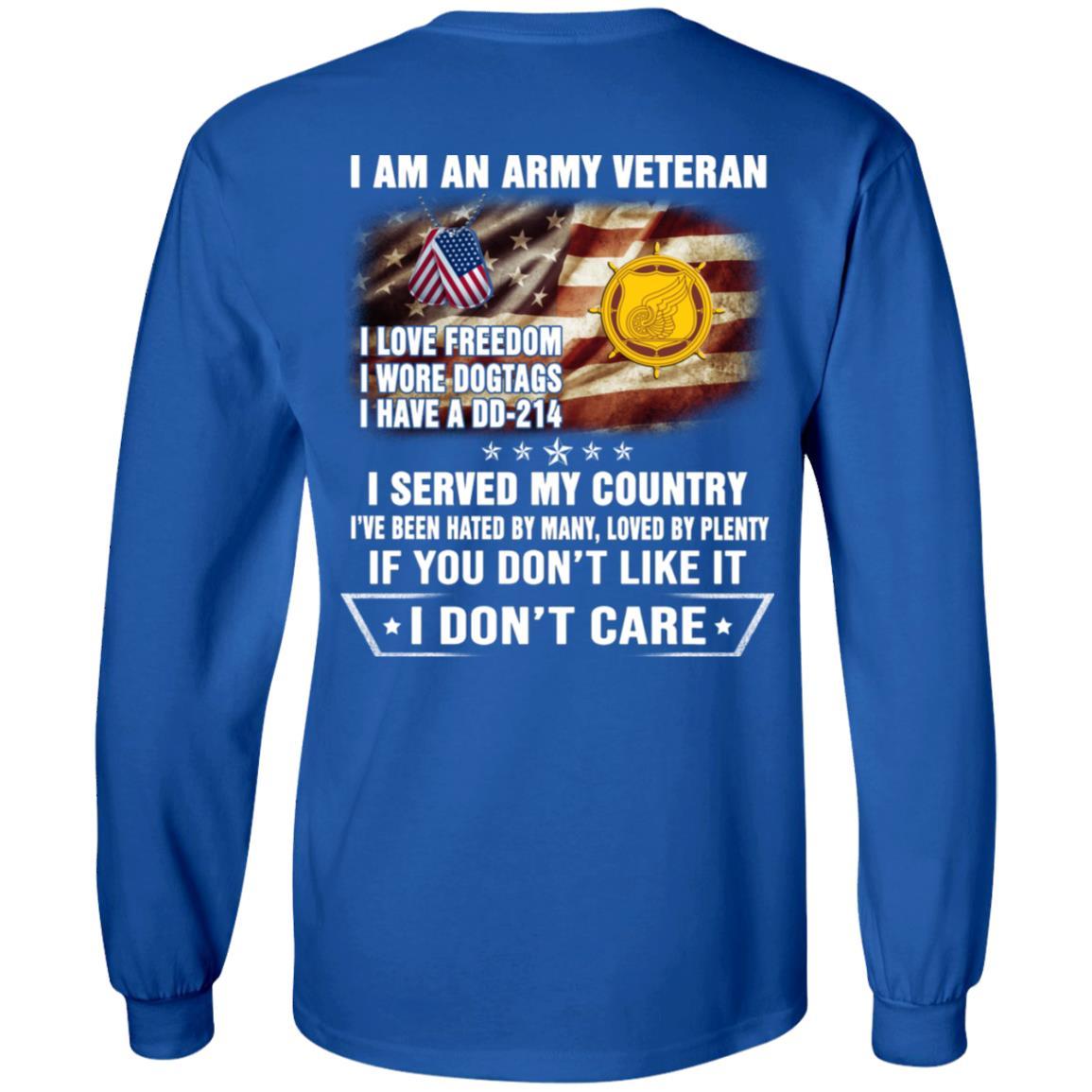 T-Shirt "I Am An Army Transportation Corps Veteran" On Back-TShirt-Army-Veterans Nation