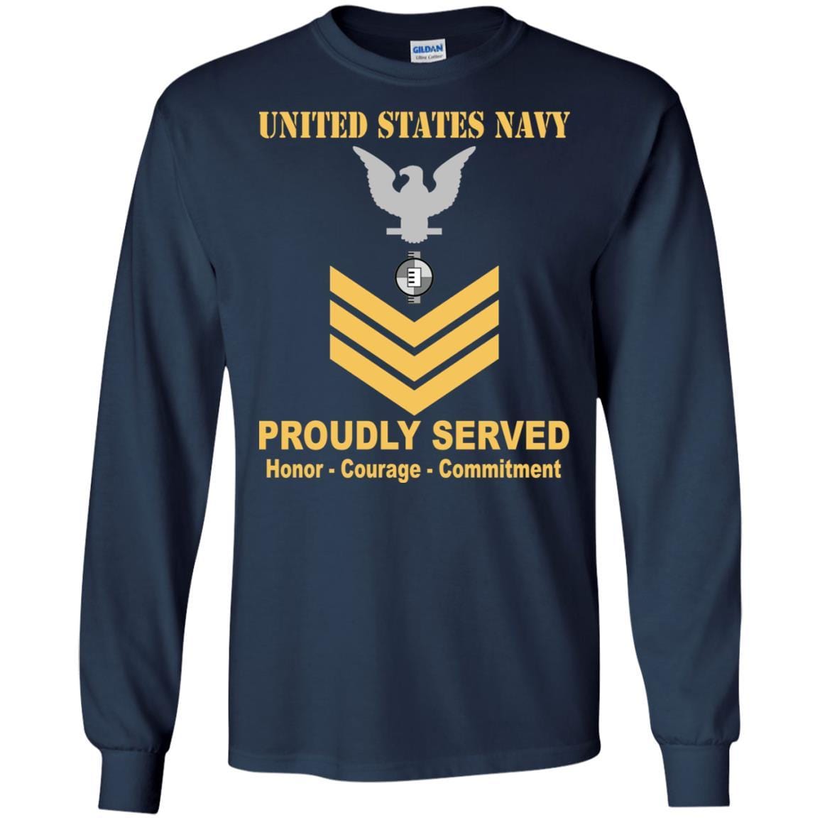 Navy Engineering Aide Navy EA E-6 Rating Badges Proudly Served T-Shirt For Men On Front-TShirt-Navy-Veterans Nation