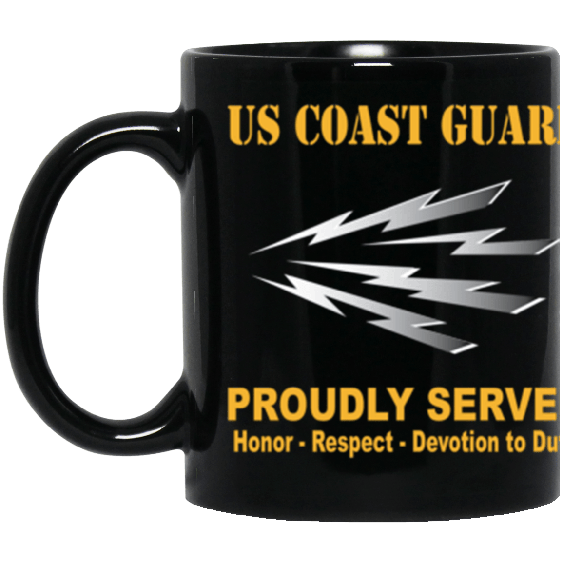 USCG Telecommunications Specialist TC Logo Proudly Served Core Values 11 oz. Black Mug-Drinkware-Veterans Nation