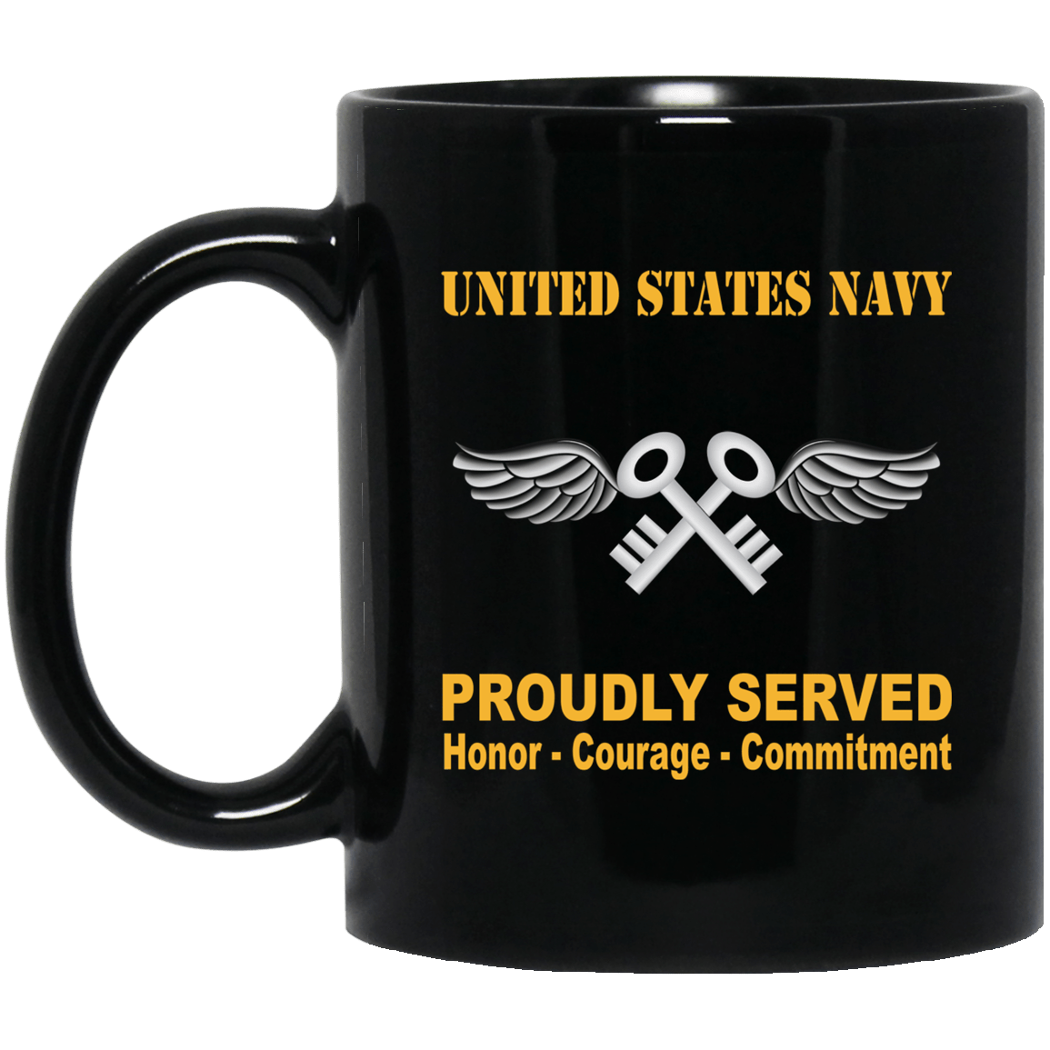 Navy Aviation Storekeeper Navy AK Proudly Served Black Mug 11 oz - 15 oz-Mug-Navy-Rate-Veterans Nation