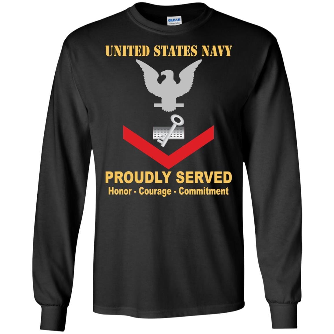 Navy Disbursing Clerk Navy DK E-4 Rating Badges Proudly Served T-Shirt For Men On Front-TShirt-Navy-Veterans Nation