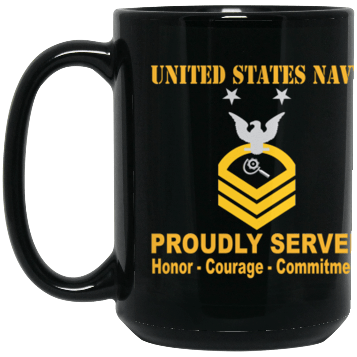 US Navy MR E-9 15 oz. Black Mug-Drinkware-Veterans Nation