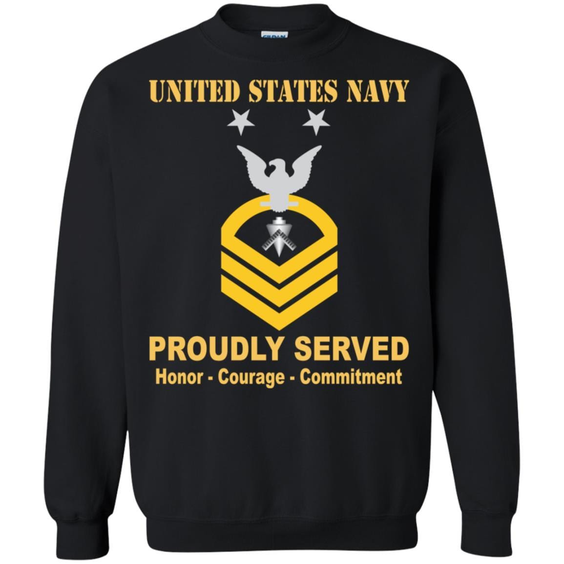 U.S Navy Builder Navy BU E-9 Rating Badges Proudly Served T-Shirt For Men On Front-TShirt-Navy-Veterans Nation