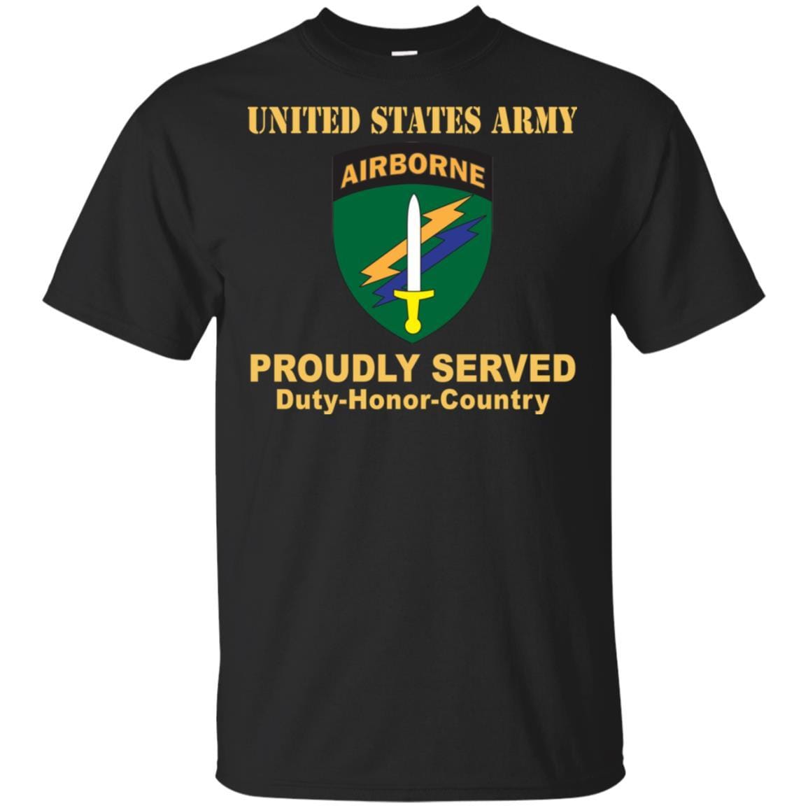 US ARMY CSIB CIVIL AFFAIRS AND PSYCHOLOGICAL OPERATIONS COMMAND- Proudly Served T-Shirt On Front For Men-TShirt-Army-Veterans Nation